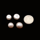 Peach Fresh Water Pearl Half Drilled Cabochon Button Beads 7mm 8mm