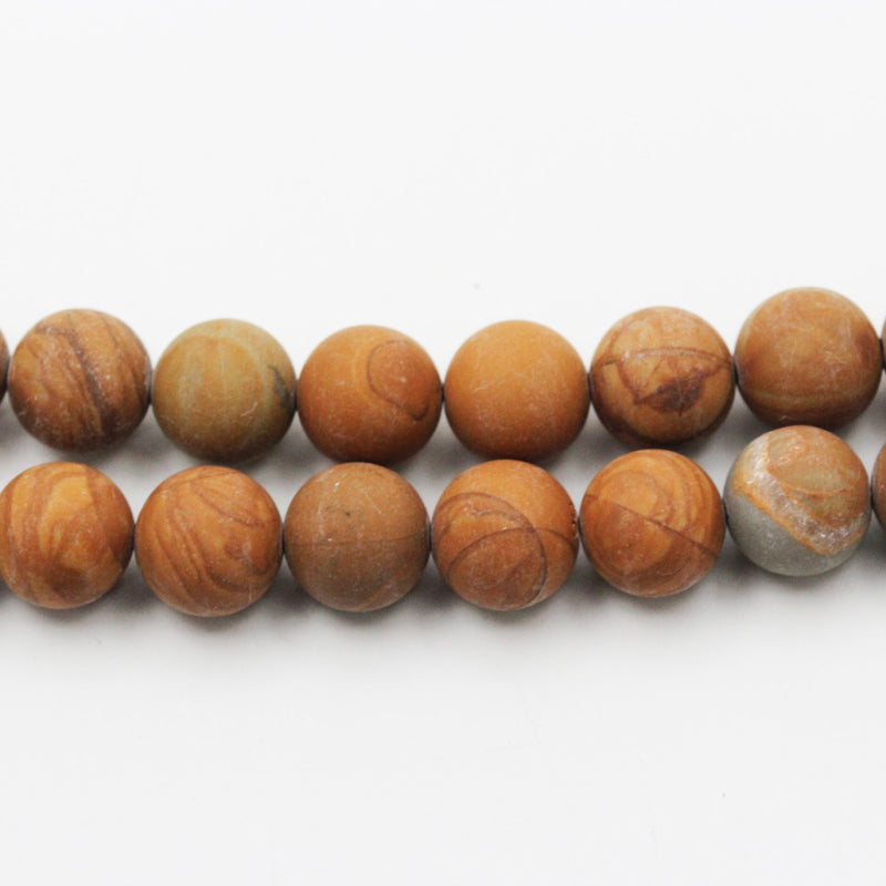 wood grajasper matte round beads