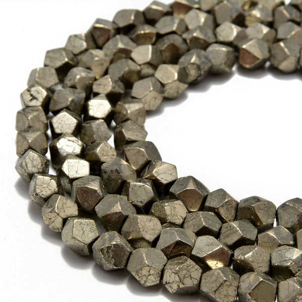 pyrite faceted nugget beads