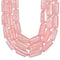 rose quartz faceted flat rectangle cylinder tube beads 