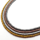 silver gold gray copper hematite faceted matte rondelle beads 