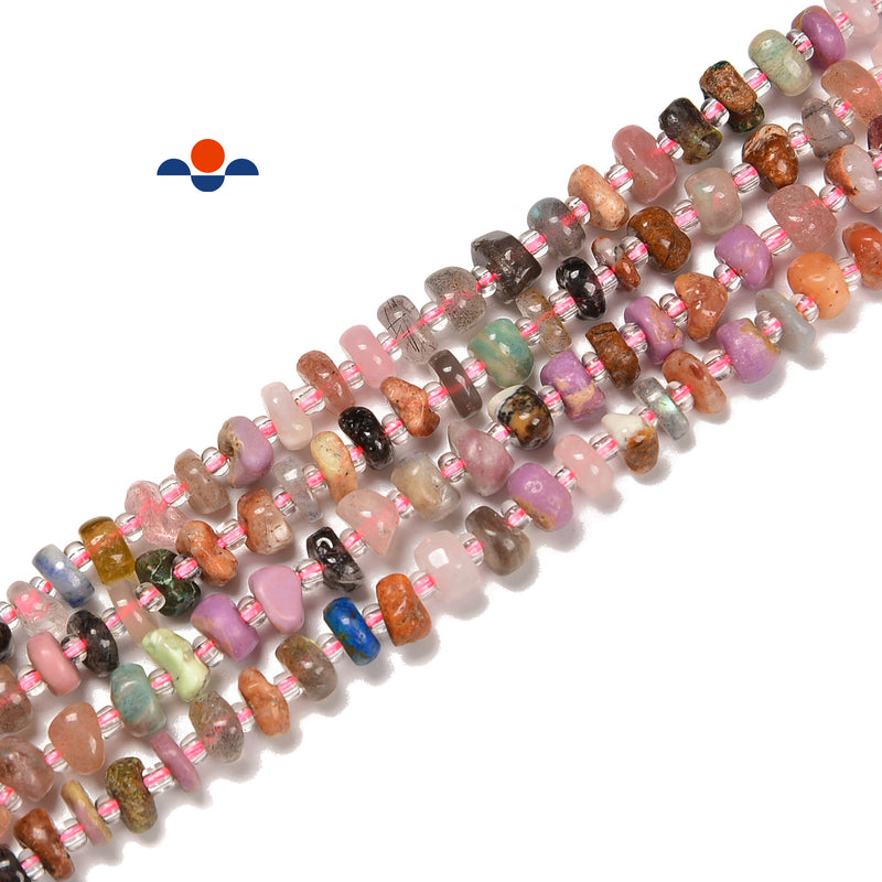 Mix Gemstone Pebble Nugget Slice Chips Beads Size 6-7mm 15.5'' Strand