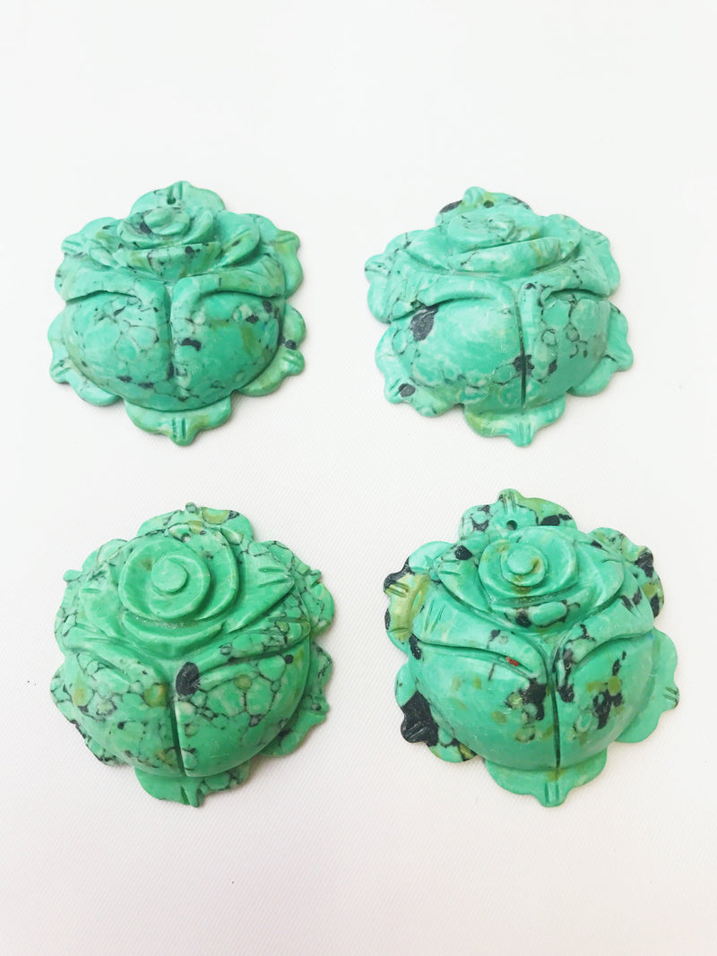 green magnesite hand carved rose pendant