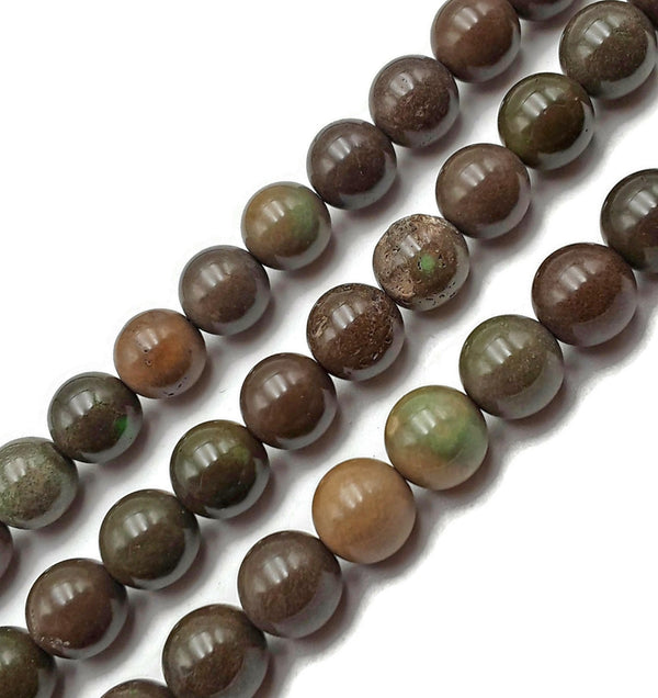 Brown Green Geothite Chrysoprase Smooth Round Beads 12mm 15.5"Strand