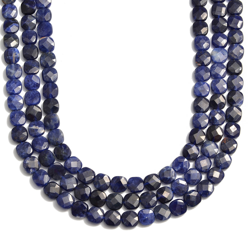 sodalite faceted flat square beads