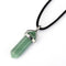 Green Aventurine Pendulum Pendant Healing Point Size 40x8mm with Silver Leather Cord