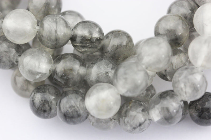 large hole cloudy quartz smooth round beads