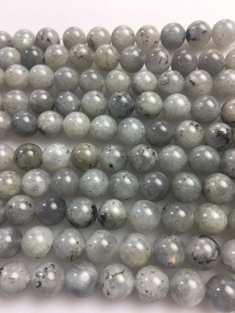 natural white labradorite smooth round beads 