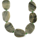 Natural Green Line Jasper Flat Oval Shape Beads Size 30x40mm 15.5'' Strand