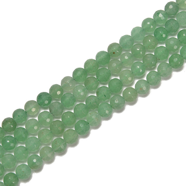 Green Aventurine Hard Cut Faceted Round Beads Size 6mm 8mm 10mm 15.5'' Strand