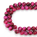 2.0mm Large Hole Pink Tiger's Eye Smooth Round Beads 8mm 10mm 15.5" Strand