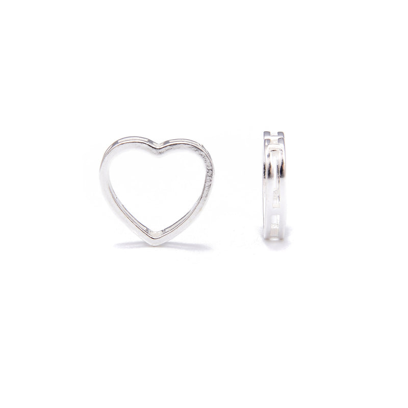 925 Sterling Silver Hollow Heart Beads Size 12mm 6pcs per Bag