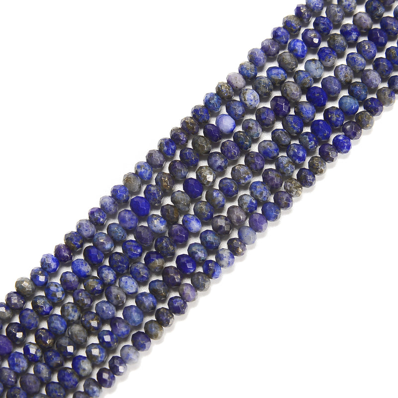 Natural Lapis Faceted Rondelle Beads Size 3x4mm 15.5'' Strand