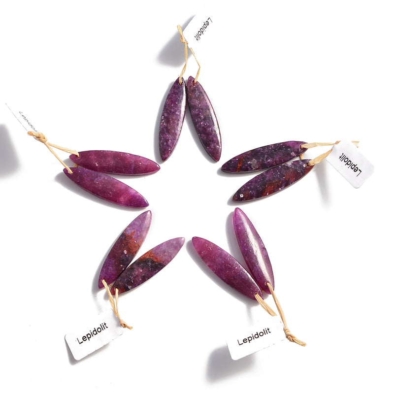 purple lepidolite pendant earrings oval shape 