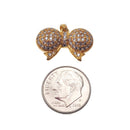 ribbon charm gold plated copper with micro pave clear zircon