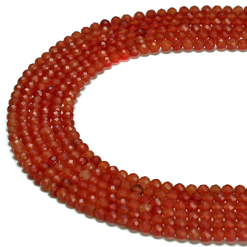 Dark Red Carnelian Faceted Round Beads Size 2mm 4mm 15.5'' Strand
