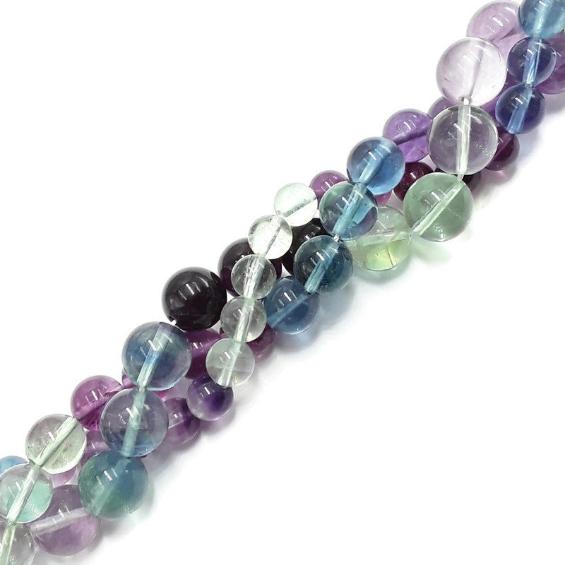 multi color fluorite smooth round beads