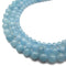 Natural Translucent Blue Aquamarine Smooth Round Beads 6mm 8mm 10mm 15.5" Strand