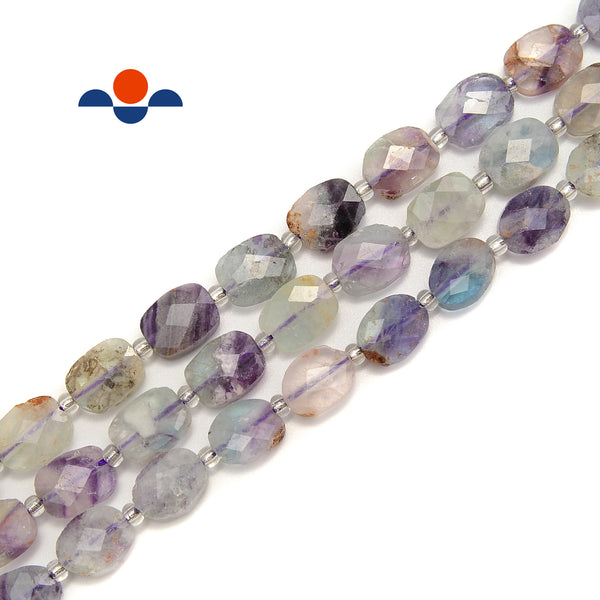 Natural Fluorite Faceted Flat Rectangle Beads Size 8x12mm 15.5" Strand