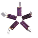 purple lepidolite pendant earrings rectangle shape 