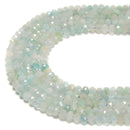Natural Light Blue Green Aquamarine Faceted Rondelle Beads Size 3x5mm 15.5''Strd