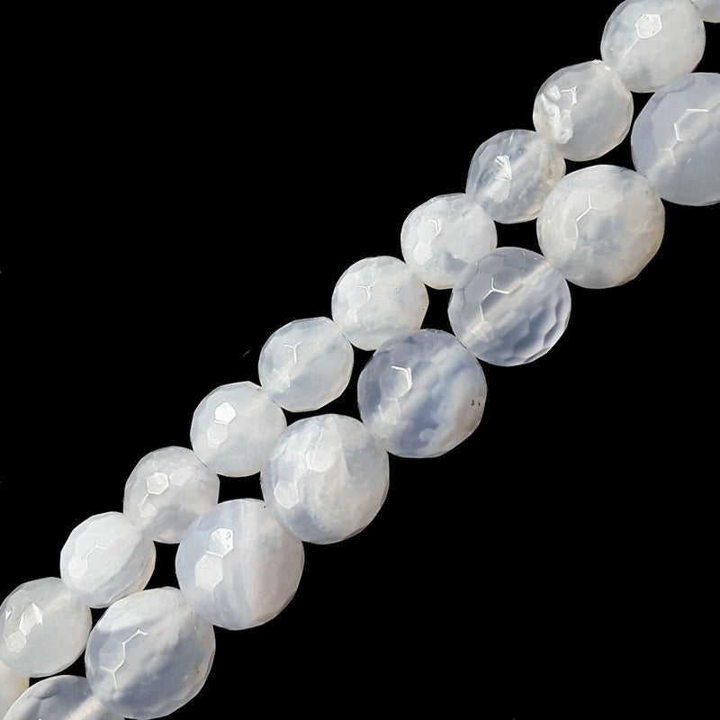 translucent blue chalcedony faceted off roundbeads 