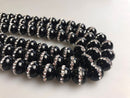 black onyx with one line rhinestone round beads