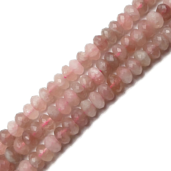 Natural Madagascar Rose Quartz Faceted Rondelle Beads 5x8mm 15.5" Strand