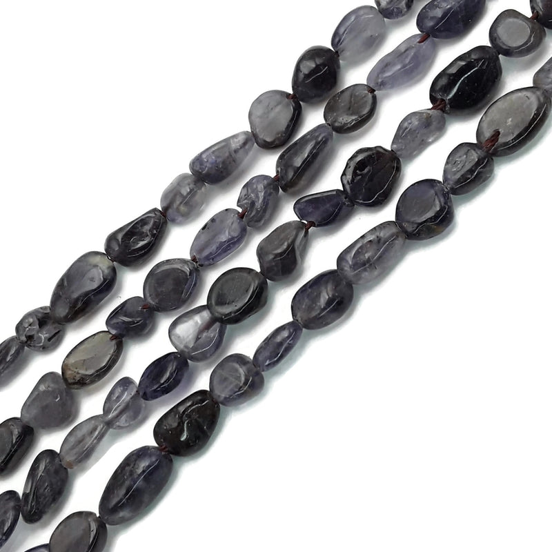 Natural Iolite Flat Pebble Nugget Beads Size Approx 5-8mm 15.5" Strand