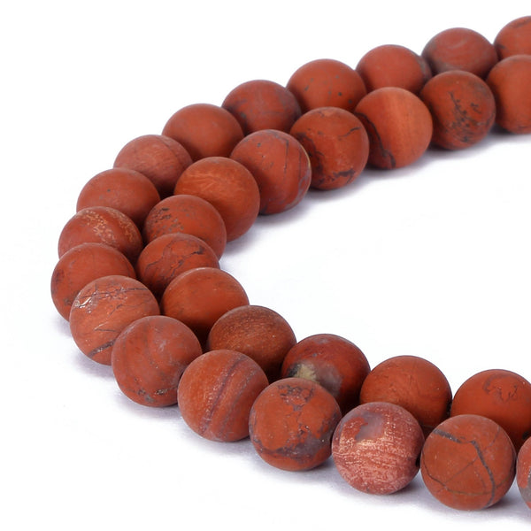 red poppy jasper matte round beads 