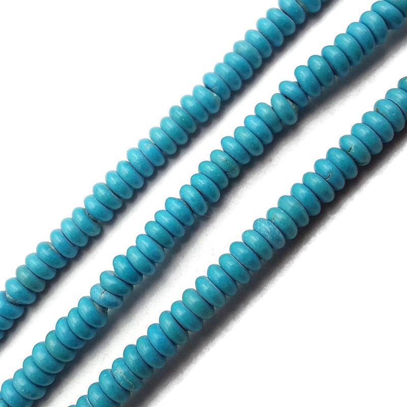 Bright Blue Turquoise Smooth Rondelle Beads 2x4mm 15.5" Strand