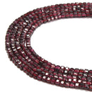 Natural Red Garnet Faceted Cube Beads Size 2mm 15.5'' Strand
