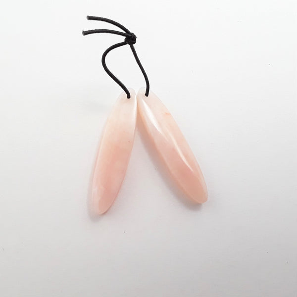 pink opal pendant earrings oval shape 