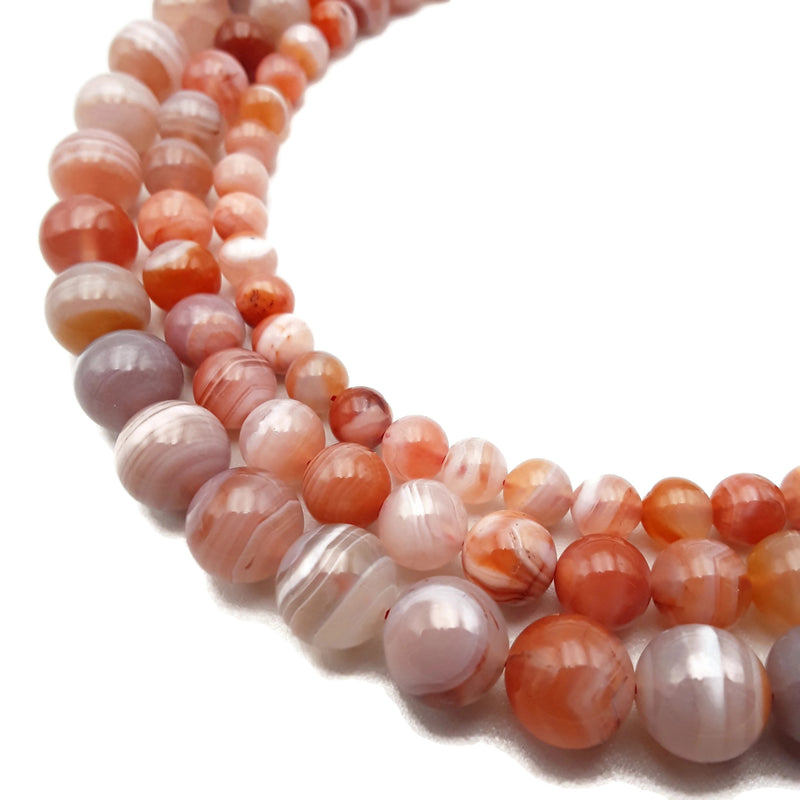 Natural Red Botswana Agate Smooth Round Beads 6mm 8mm 10mm 15.5'' Strand