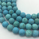 large hole blue turquoise beads matte round beads