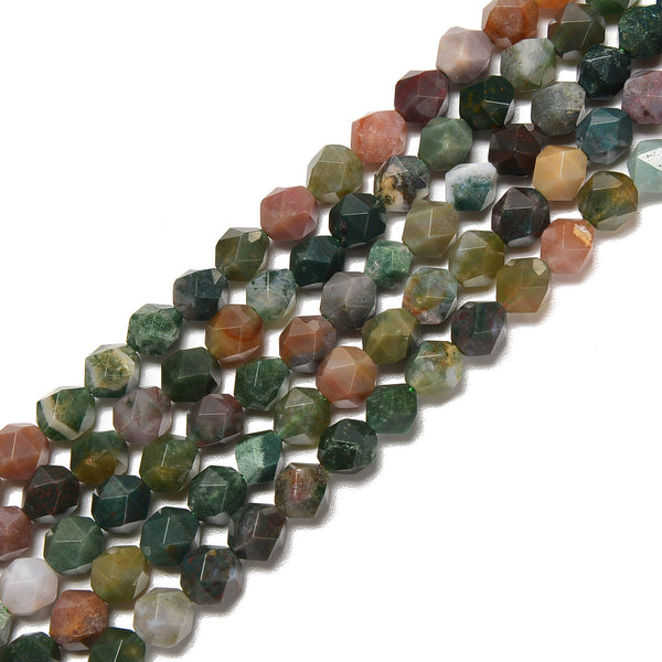 Natural Indian Agate Faceted Star Cut Beads Size 8mm 15.5" Strand