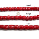 red bamboo coral irregular faceted drum barrel beads