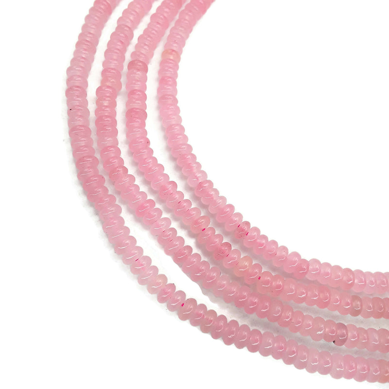 Light Pink Color Dyed Jade Smooth Rondelle Beads Size Approx 2x4mm 15.5" Strand