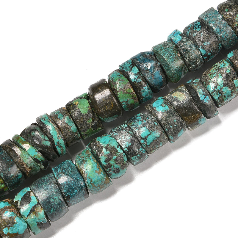 Natural Genuine Blue Turquoise Heishi Disc Beads Size 10-11mm~18-22mm 15.5'' Str