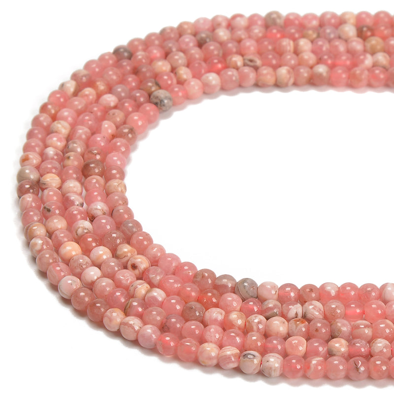 Natural Rhodochrosite Smooth Round Beads Size 4mm 15.5'' Strand