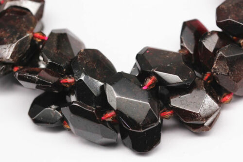 red garnet rectangle slice faceted octagon beads