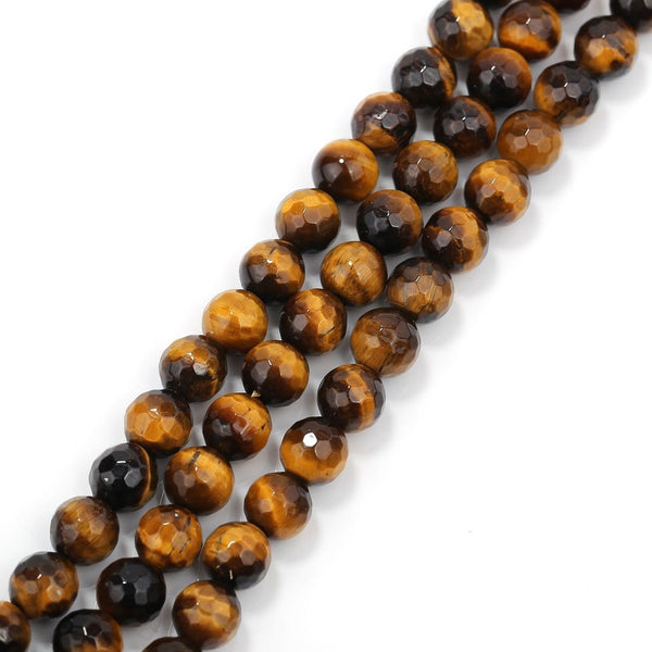 Yellow Tiger's Eye Faceted Round Beads 4mm 6mm 8mm 10mm 12mm 15.5" Strand