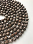 brown snowflake obsidian faceted round beads