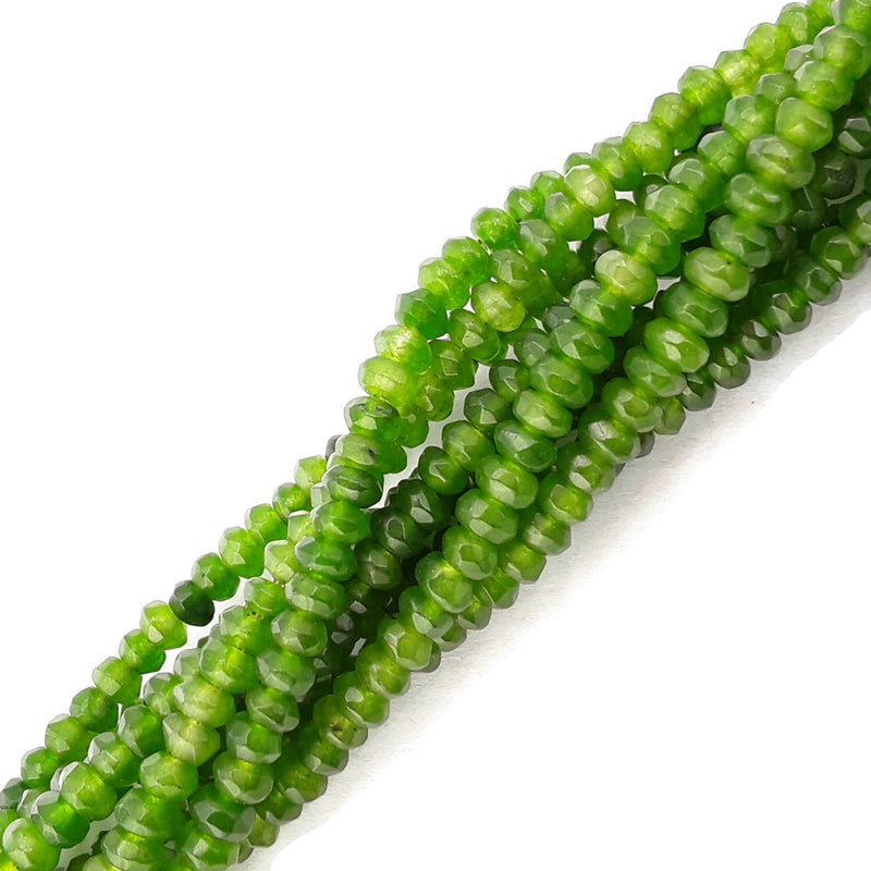 green dyed jade faceted rondelle beads 