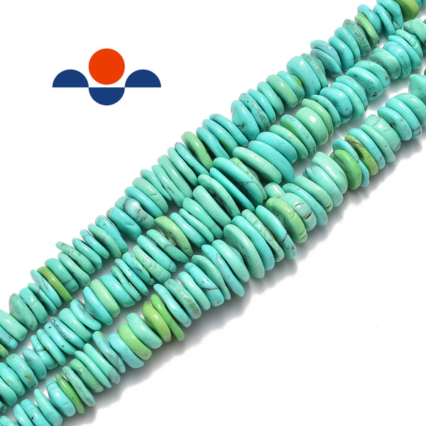 green blue magnesite turquoise graduated slice discs beads