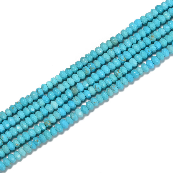 Blue Turquoise Faceted Rondelle Beads Size 2x3mm 3x4mm 15.5'' Strand