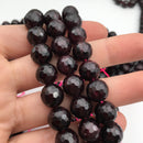 natural garnet faceted round beads