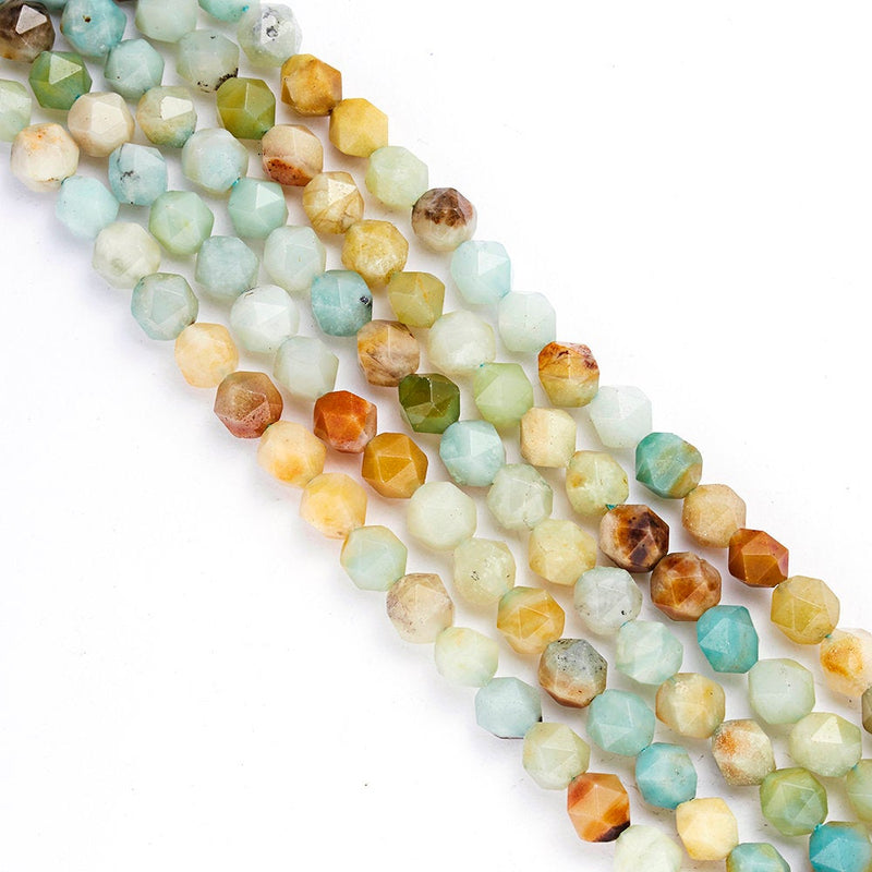 multi color amazonite faceted star cut beads