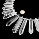 Natural Clear Quartz Large Graduated Top Drill Points Beads 35-60mm 15.5" Strand