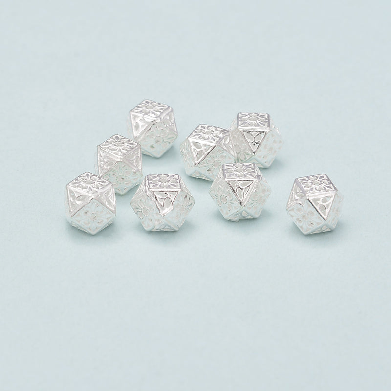 925 Sterling Silver Hollow Octagonal Beads Size 8mm 5pcs per Bag